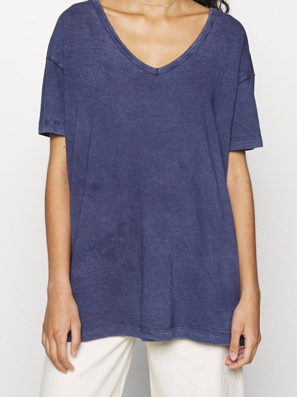 aerie Relaxed V-Neck Crop Top in Navy